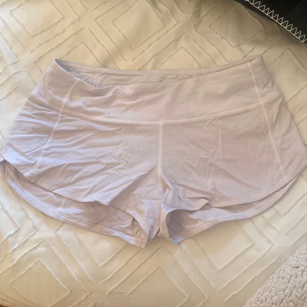 Lululemon light gray/white speed up shorts